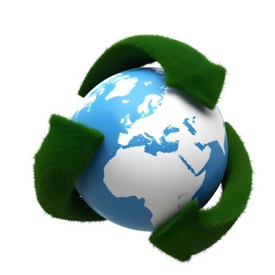 Earth Globe With Green Recycle Arrows Around It The Globe Is White And Blue Isolated On White Background 14 1360