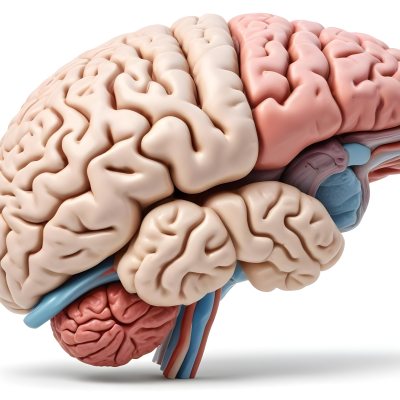 Human Brain With Gyri And Sulci Cerebellum Brainstem Anatomical Model Medical Illustration White Background Detailed Texture Educational Resource Scientific Visualization 10 D9a9
