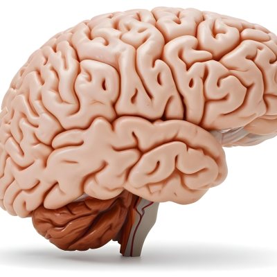 Human Brain With Gyri And Sulci Cerebellum Brainstem Anatomical Model Medical Illustration White Background Detailed Texture Educational Resource Scientific Visualization 15 D3a3