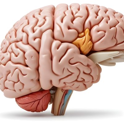 Human Brain With Gyri And Sulci Cerebellum Brainstem Anatomical Model Medical Illustration White Background Detailed Texture Educational Resource Scientific Visualization 18 4ca0