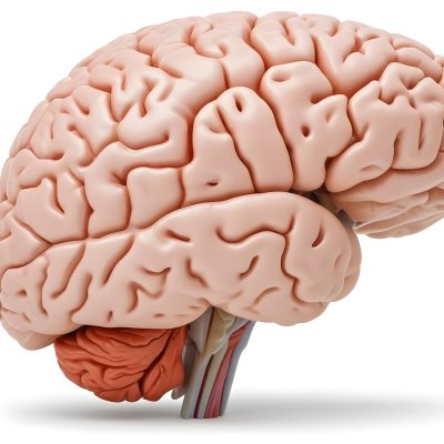 Human Brain With Gyri And Sulci Cerebellum Brainstem Anatomical Model Medical Illustration White Background Detailed Texture Educational Resource Scientific Visualization 22 Cb90
