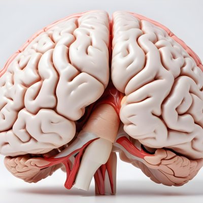 Human Brain With Gyri And Sulci Cerebellum Brainstem Anatomical Model Medical Illustration White Background Detailed Texture Educational Resource Scientific Visualization 3 258f