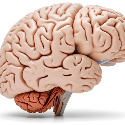 Human Brain With Gyri And Sulci Cerebellum Brainstem Anatomical Model Medical Illustration White Background Detailed Texture Educational Resource Scientific Visualization 4 6bc6