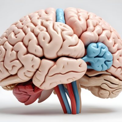 Human Brain With Gyri And Sulci Cerebellum Brainstem Anatomical Model Medical Illustration White Background Detailed Texture Educational Resource Scientific Visualization 9 A7df
