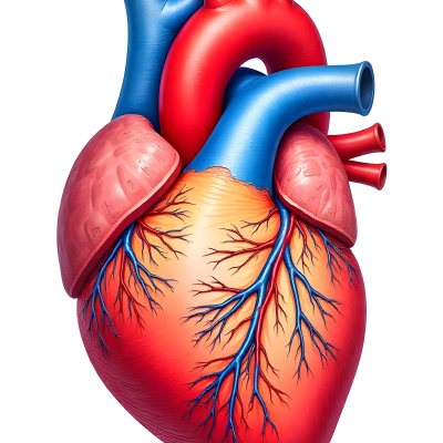 Human Heart With Veins And Arteries Detailed Anatomical Illustration Red And Blue Vessels Yellow Fat Tissue White Background Medical Diagram 1 8f5f