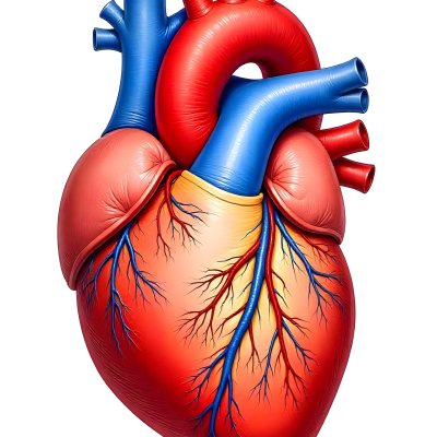 Human Heart With Veins And Arteries Detailed Anatomical Illustration Red And Blue Vessels Yellow Fat Tissue White Background Medical Diagram 3 81dd