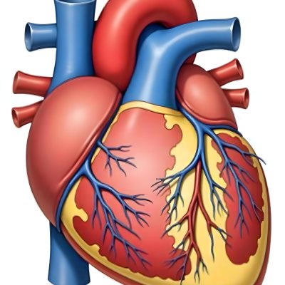 Human Heart With Veins And Arteries Detailed Anatomical Illustration Red And Blue Vessels Yellow Fat Tissue White Background Medical Diagram 32 B5e9