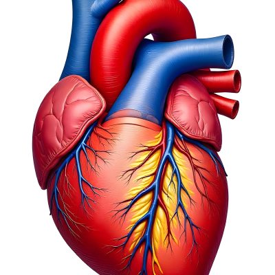 Human Heart With Veins And Arteries Detailed Anatomical Illustration Red And Blue Vessels Yellow Fat Tissue White Background Medical Diagram 5 Da27