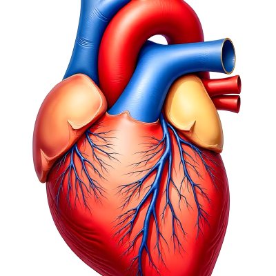 Human Heart With Veins And Arteries Detailed Anatomical Illustration Red And Blue Vessels Yellow Fat Tissue White Background Medical Diagram 7 Df4d