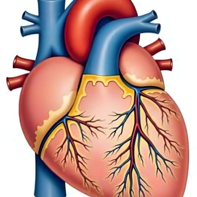 Human Heart With Veins And Arteries Detailed Anatomical Illustration Red And Blue Vessels Yellow Fat Tissue White Background Medical Diagram 8 5e4b