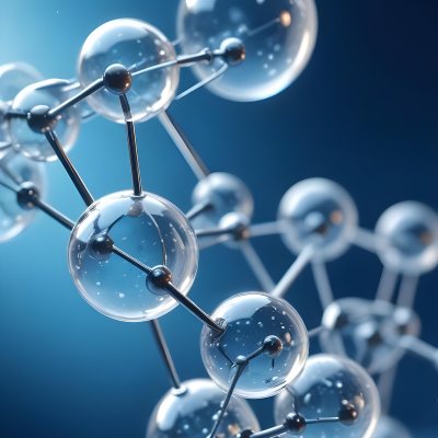 Molecular Structure With An Abstract Scientific Background Featuring Interconnected Molecules In Blue Tones 1 B3e9
