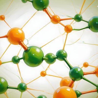 Oil Painting Abstract Molecular Structure With Green And Orange Spheres Connected By Yellow Lines Creating A Network Pattern Against A Bright Background Creative Extremely Detailed Brush Stroke 17 3555