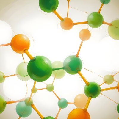 Oil Painting Abstract Molecular Structure With Green And Orange Spheres Connected By Yellow Lines Creating A Network Pattern Against A Bright Background Creative Extremely Detailed Brush Stroke 22 C5f7