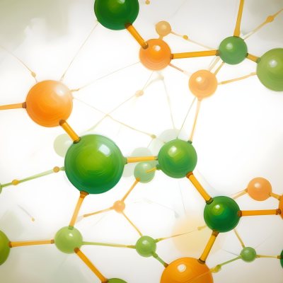 Oil Painting Abstract Molecular Structure With Green And Orange Spheres Connected By Yellow Lines Creating A Network Pattern Against A Bright Background Creative Extremely Detailed Brush Stroke 29 C3a1