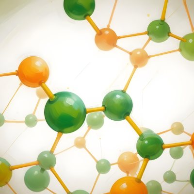 Oil Painting Abstract Molecular Structure With Green And Orange Spheres Connected By Yellow Lines Creating A Network Pattern Against A Bright Background Creative Extremely Detailed Brush Stroke 31 07c3