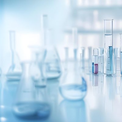 Several Transparent Glass Vials And Test Tubes Filled With Clear Liquid Arranged On A Reflective Surface With A Blurred Laboratory Background 11 7d15