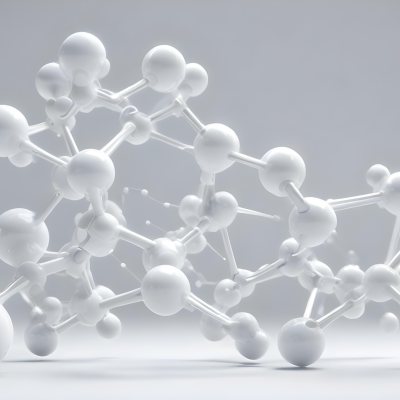 White Molecular Structure With Interconnected Spheres Minimalist Design Clean And Bright Aesthetic Scientific Visualization Abstract Representation Soft Lighting And A Blurred Background 11 9ab9