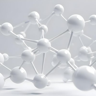 White Molecular Structure With Interconnected Spheres Minimalist Design Clean And Bright Aesthetic Scientific Visualization Abstract Representation Soft Lighting And A Blurred Background 17 E261