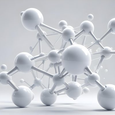 White Molecular Structure With Interconnected Spheres Minimalist Design Clean And Bright Aesthetic Scientific Visualization Abstract Representation Soft Lighting And A Blurred Background 19 737e