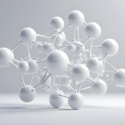 White Molecular Structure With Interconnected Spheres Minimalist Design Clean And Bright Aesthetic Scientific Visualization Abstract Representation Soft Lighting And A Blurred Background 2 Ccff