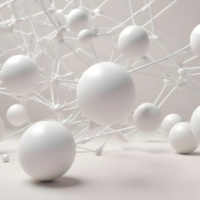 White Molecular Structure With Interconnected Spheres Minimalist Design Clean And Bright Aesthetic Scientific Visualization Abstract Representation Soft Lighting And A Blurred Background 24 58f2