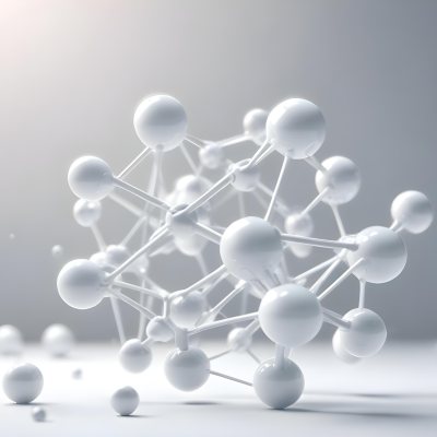 White Molecular Structure With Interconnected Spheres Minimalist Design Clean And Bright Aesthetic Scientific Visualization Abstract Representation Soft Lighting And A Blurred Background 4 E30b