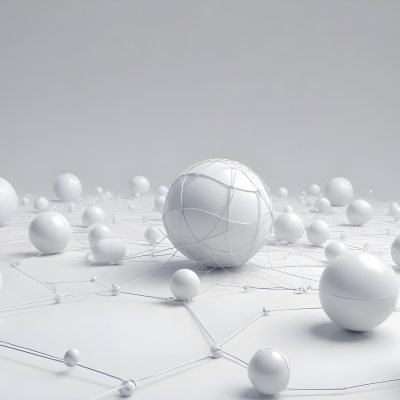 White Spheres Connected By Thin Lines Forming A Network Creating A Sense Of Interconnectedness Against A Soft Gradient Background Minimalist Design 13 Db8a