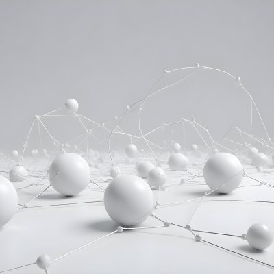 White Spheres Connected By Thin Lines Forming A Network Creating A Sense Of Interconnectedness Against A Soft Gradient Background Minimalist Design 16 B20c