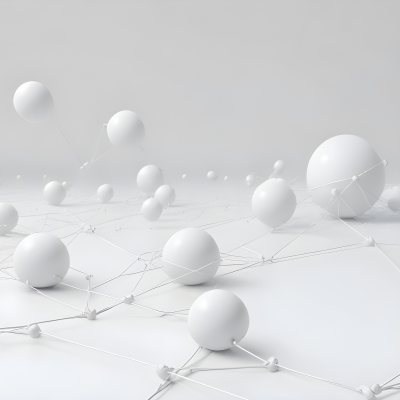 White Spheres Connected By Thin Lines Forming A Network Creating A Sense Of Interconnectedness Against A Soft Gradient Background Minimalist Design 17 4f81