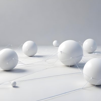 White Spheres Connected By Thin Lines Forming A Network Creating A Sense Of Interconnectedness Against A Soft Gradient Background Minimalist Design 21 21d4