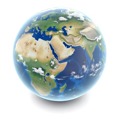 A 3d Render Of Planet Earth With Visible Continents Oceans And Cloud Cover Set Against A Plain White Background 12 7e34