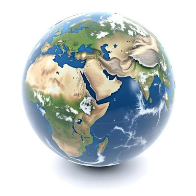 A 3d Render Of Planet Earth With Visible Continents Oceans And Cloud Cover Set Against A Plain White Background 4 A83d