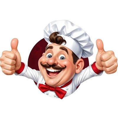 A 40 Year Old White Man With A Chef Hat And Mustache Doing A Thumbs Up With A Red Bowtie In A White Background 5 A63a