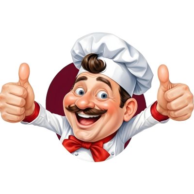 A 40 Year Old White Man With A Chef Hat And Mustache Doing A Thumbs Up With A Red Bowtie In A White Background 9 E012