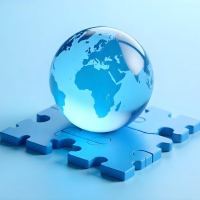 A Glass Globe On Top Of A Blue Puzzle With A Missing Piece Concept Of Global Business And Problem Solving 13 51d9