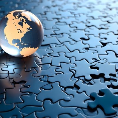 A Glass Globe On Top Of A Blue Puzzle With A Missing Piece Concept Of Global Business And Problem Solving 15 9b3f