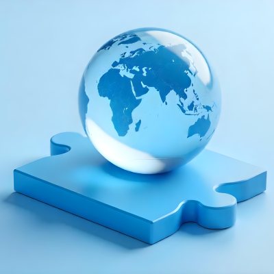 A Glass Globe On Top Of A Blue Puzzle With A Missing Piece Concept Of Global Business And Problem Solving 2 1c07