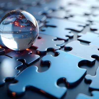 A Glass Globe On Top Of A Blue Puzzle With A Missing Piece Concept Of Global Business And Problem Solving 3 23ef