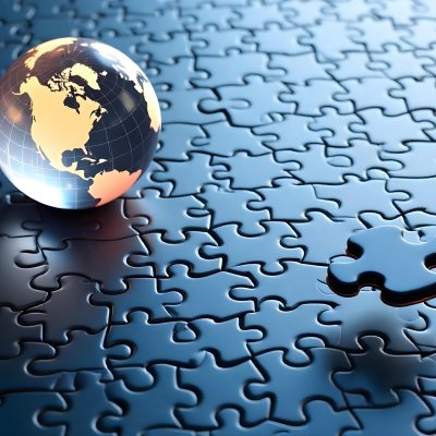 A Glass Globe On Top Of A Blue Puzzle With A Missing Piece Concept Of Global Business And Problem Solving 4 Afb5