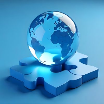 A Glass Globe On Top Of A Blue Puzzle With A Missing Piece Concept Of Global Business And Problem Solving 7 C847