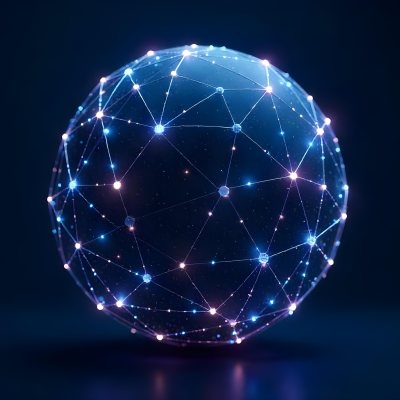 A Glowing Sphere With A Network Of Interconnected Lines And Dots Creating A Futuristic And Technological Aesthetic On A Dark Blue Background 10 7318