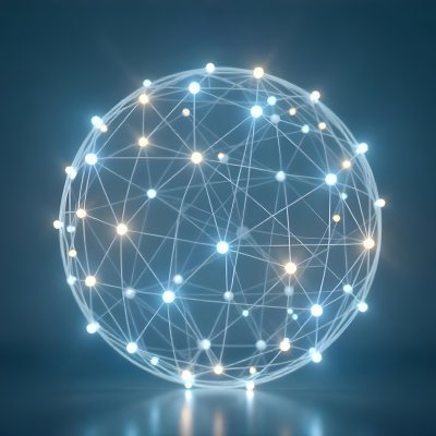 A Glowing Sphere With A Network Of Interconnected Lines And Dots Creating A Futuristic And Technological Aesthetic On A Dark Blue Background 12 2128