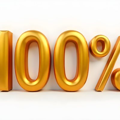 Golden 100 Text On A White Background The Numbers Are Big And Bold The Percentage Symbol Is Smaller And To The Right 11 1f58
