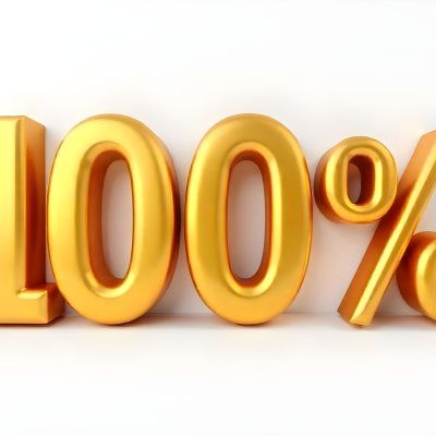 Golden 100 Text On A White Background The Numbers Are Big And Bold The Percentage Symbol Is Smaller And To The Right 12 3f6f