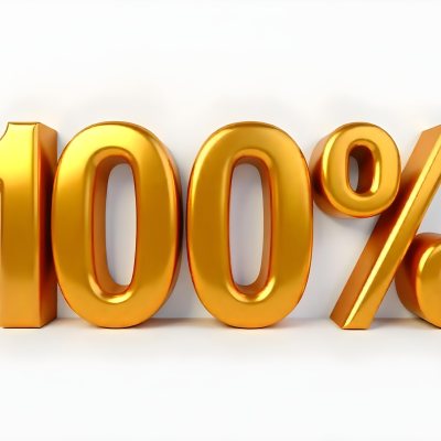 Golden 100 Text On A White Background The Numbers Are Big And Bold The Percentage Symbol Is Smaller And To The Right 28 8517