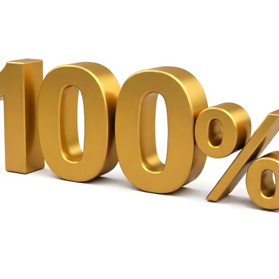 Golden 100 Text On A White Background The Numbers Are Big And Bold The Percentage Symbol Is Smaller And To The Right 4 C627