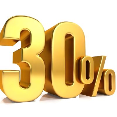 Golden Thirty Percent Symbol On A White Background Shiny Discount Sale Promotion Offer Marketing Advertising Business Finance Shopping Retail 3 724a