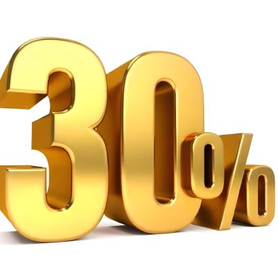 Golden Thirty Percent Symbol On A White Background Shiny Discount Sale Promotion Offer Marketing Advertising Business Finance Shopping Retail 4 79db