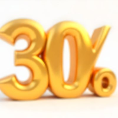 Golden Thirty Percent Symbol On A White Background Shiny Discount Sale Promotion Offer Marketing Advertising Business Finance Shopping Retail 5 D248
