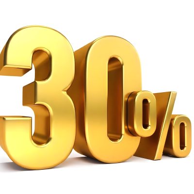 Golden Thirty Percent Symbol On A White Background Shiny Discount Sale Promotion Offer Marketing Advertising Business Finance Shopping Retail 9 59eb
